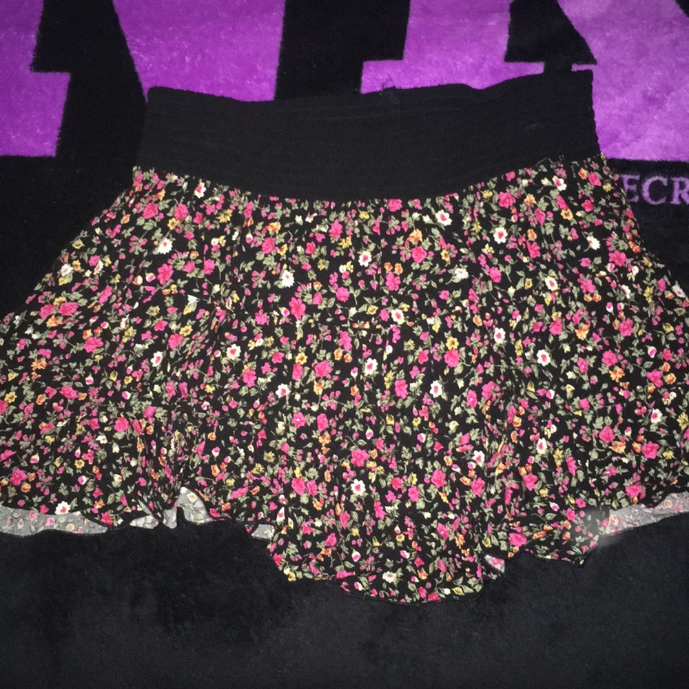 Black Floral spandex skirt